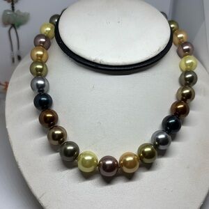 14 mm multi color mother of pearl (shell) necklace